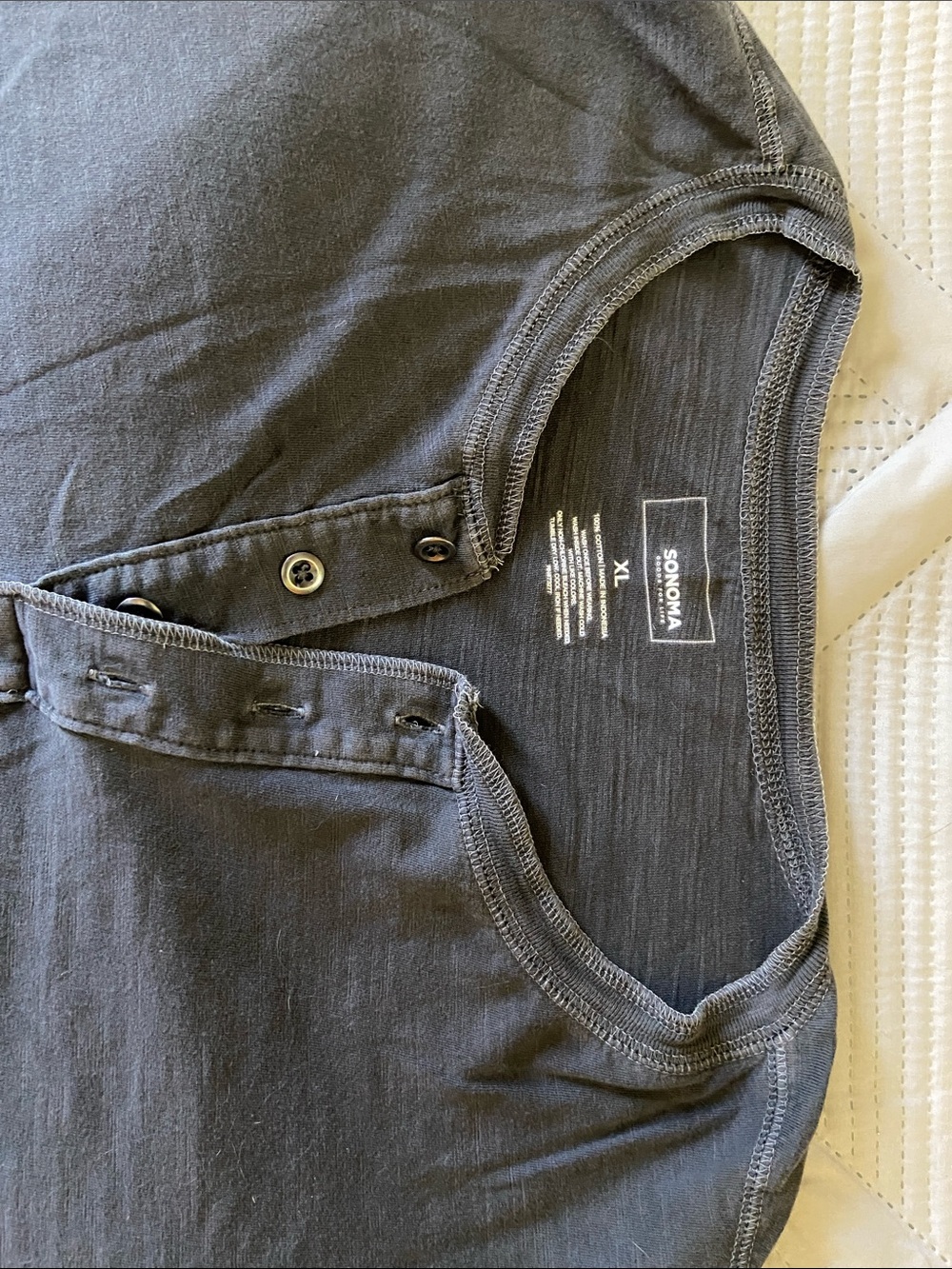 Sonoma Black Button-Front Henley Shirt